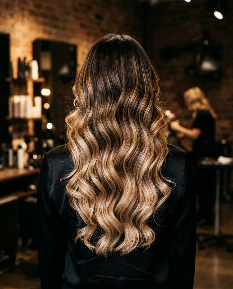 Dimensionale Balayage mit champagnerfarbenen Spitzen